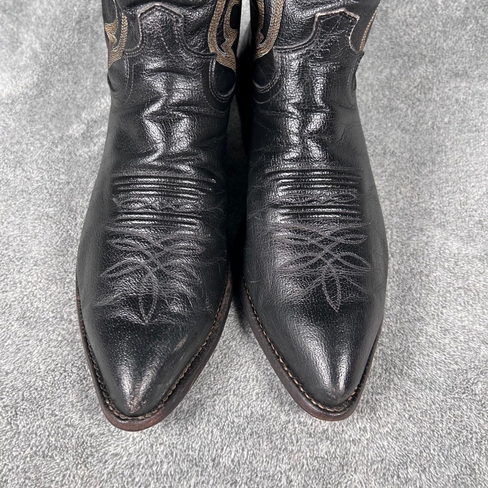 Vintage Justin Cowboy Western Boots Mens 7.5 EE Black Leather Pointed USA 1269 - Picture 5 of 16